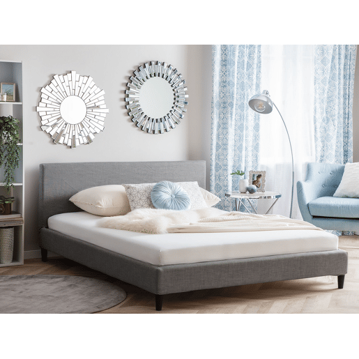 Cama com LED Tecido FITOU 180 x 200 cm Cinzento claro