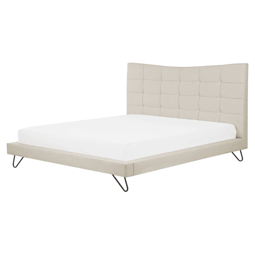 Cama Tecido LANNION 160 x 200 cm Creme claro