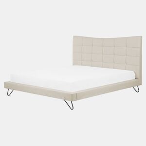 Cama Tecido LANNION 160 x 200 cm Creme claro