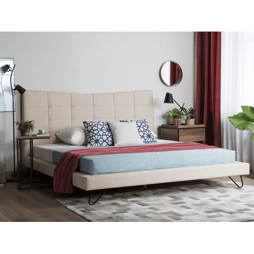 Cama Tecido LANNION 160 x 200 cm Creme claro