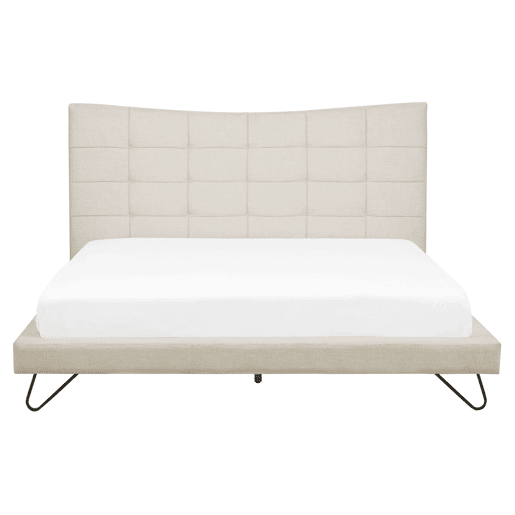 Cama Tecido LANNION 160 x 200 cm Creme claro