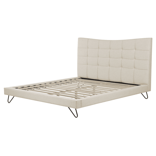 Cama Tecido LANNION 160 x 200 cm Creme claro