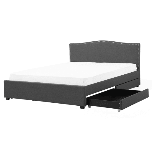 Cama com gavetas de arrumação Tecido MONTPELLIER 160 x 200 cm Cinzento escuro
