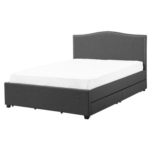 Cama com gavetas de arrumação Tecido MONTPELLIER 160 x 200 cm Cinzento escuro