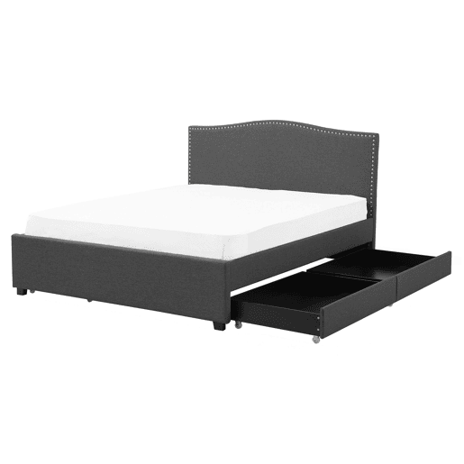Cama com gavetas de arrumação Tecido MONTPELLIER 160 x 200 cm Cinzento escuro