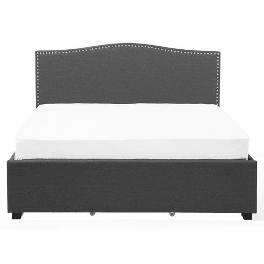 Cama com gavetas de arrumação Tecido MONTPELLIER 160 x 200 cm Cinzento escuro