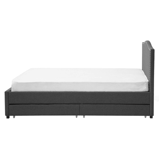 Cama com gavetas de arrumação Tecido MONTPELLIER 160 x 200 cm Cinzento escuro