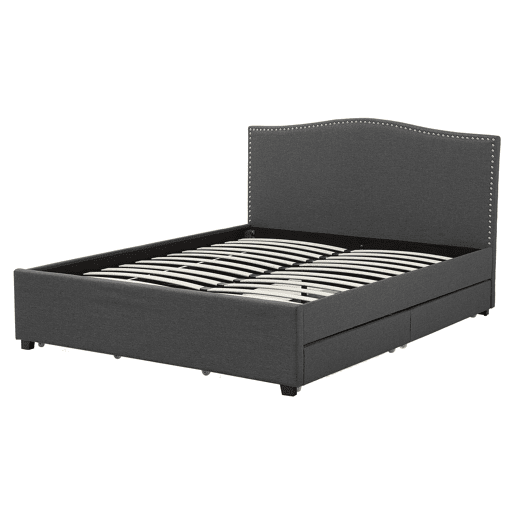 Cama com gavetas de arrumação Tecido MONTPELLIER 160 x 200 cm Cinzento escuro