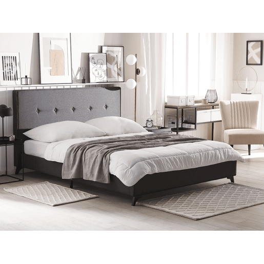 Cama Tecido AMBASSADOR 160 x 200 cm Cinzento escuro