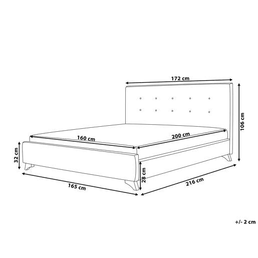 Cama Tecido AMBASSADOR 160 x 200 cm Cinzento escuro