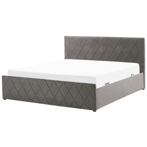 Cama baú Veludo ROCHEFORT 180 x 200 cm Cinzento