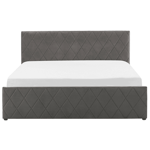 Cama baú Veludo ROCHEFORT 180 x 200 cm Cinzento