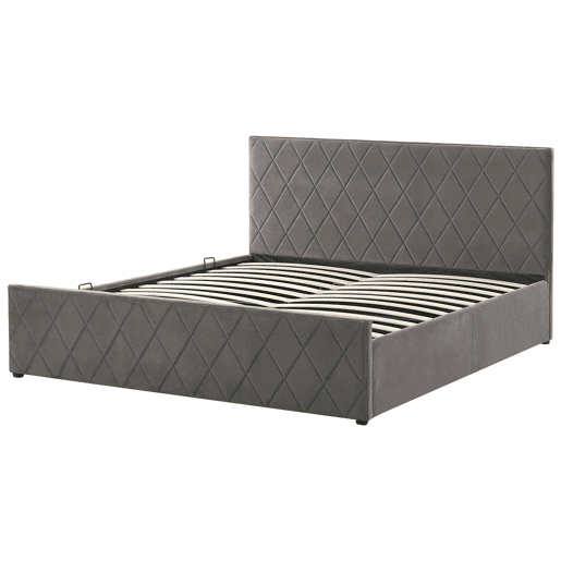 Cama baú Veludo ROCHEFORT 180 x 200 cm Cinzento