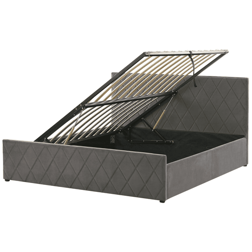 Cama baú Veludo ROCHEFORT 180 x 200 cm Cinzento