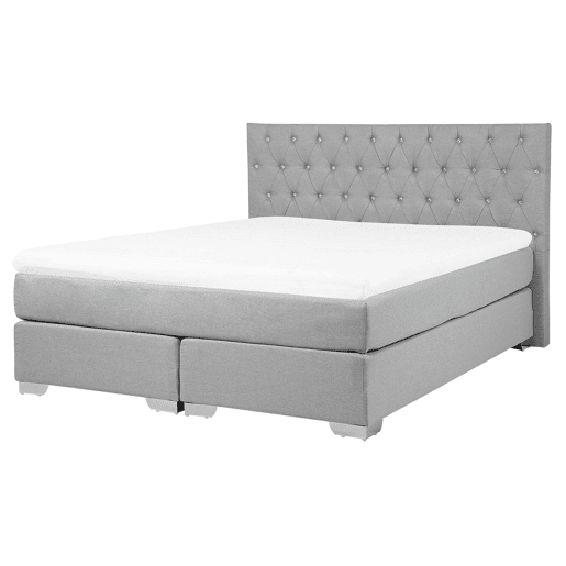 Cama continental Tecido DUCHESS 160 x 200 cm Cinzento claro