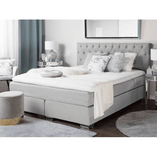 Cama continental Tecido DUCHESS 160 x 200 cm Cinzento claro