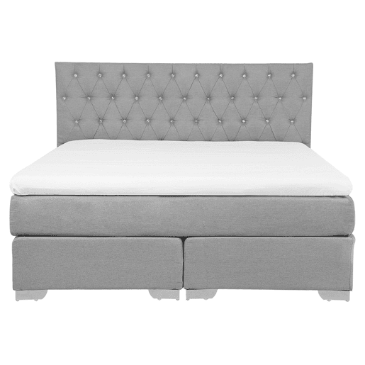 Cama continental Tecido DUCHESS 160 x 200 cm Cinzento claro