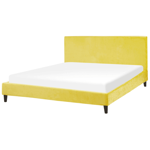 Cama Veludo FITOU 180 x 200 cm Amarelo