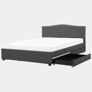 Cama com gavetas de arrumação Tecido MONTPELLIER 180 x 200 cm Cinzento escuro