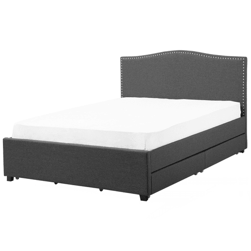 Cama com gavetas de arrumação Tecido MONTPELLIER 180 x 200 cm Cinzento escuro