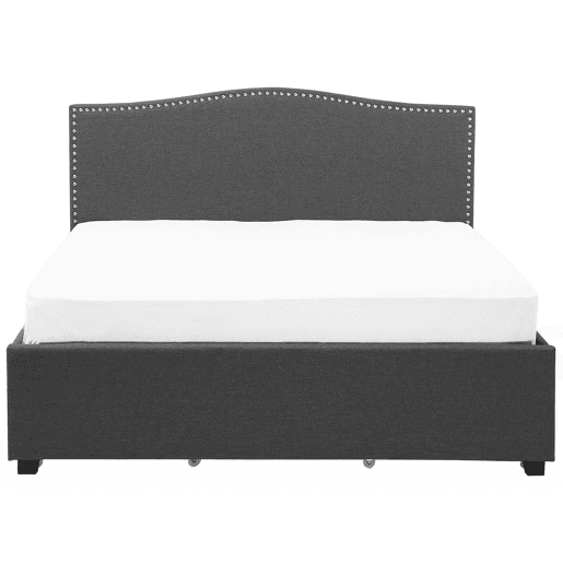 Cama com gavetas de arrumação Tecido MONTPELLIER 180 x 200 cm Cinzento escuro