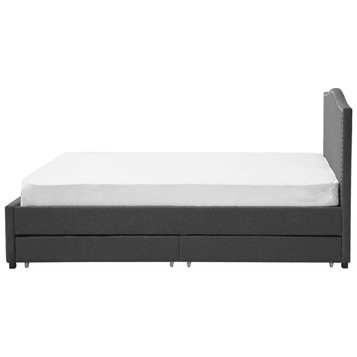 Cama com gavetas de arrumação Tecido MONTPELLIER 180 x 200 cm Cinzento escuro