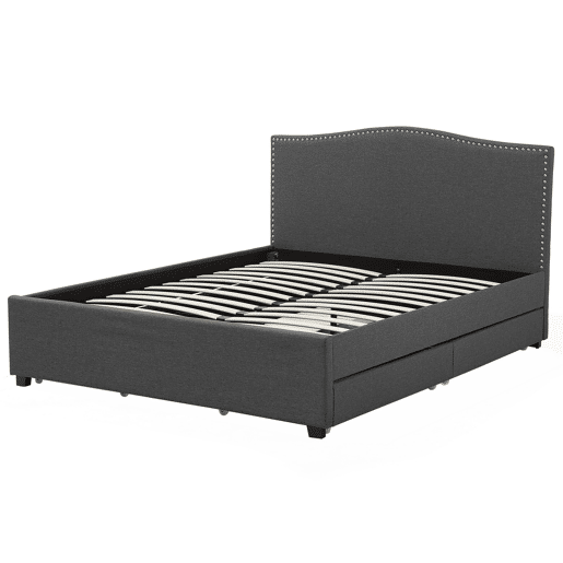 Cama com gavetas de arrumação Tecido MONTPELLIER 180 x 200 cm Cinzento escuro