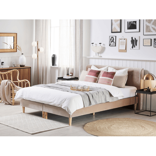 Cama continental Veludo MARQUISE 180 x 200 cm Creme