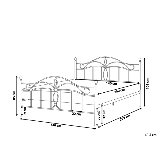 Cama Metal ANTLIA 140 x 200 cm Preto