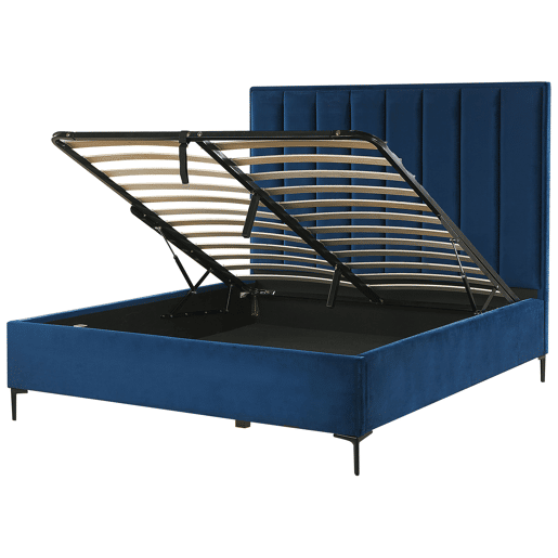 Cama baú Veludo SEZANNE 140 x 200 cm Azul marinho