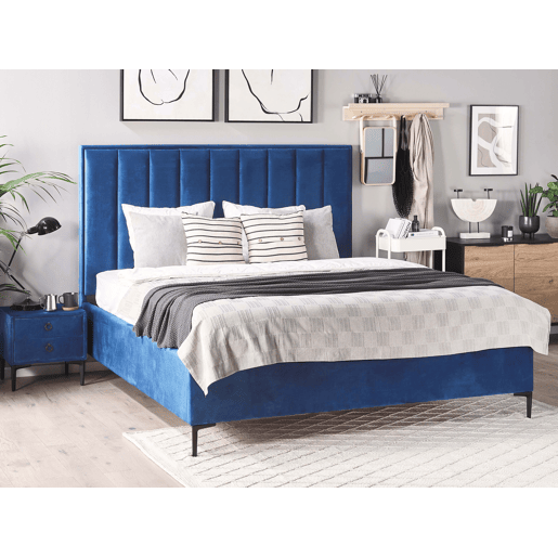 Cama baú Veludo SEZANNE 140 x 200 cm Azul marinho