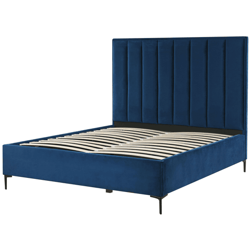 Cama baú Veludo SEZANNE 140 x 200 cm Azul marinho