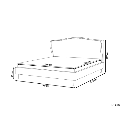 Cama Tecido COLMAR 160 x 200 cm Cinzento