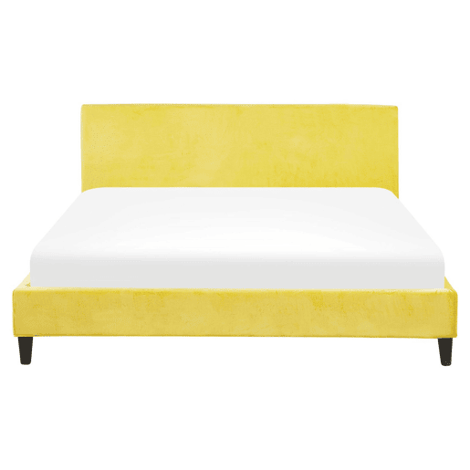 Cama Veludo FITOU 160 x 200 cm Amarelo
