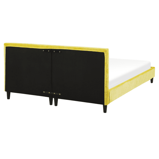 Cama Veludo FITOU 160 x 200 cm Amarelo