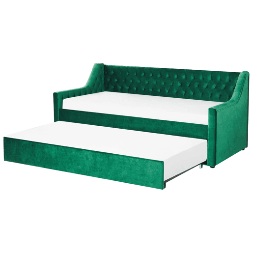Cama gavetão Veludo MONTARGIS 90 x 200 cm Verde esmeralda