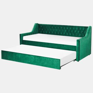Cama gavetão Veludo MONTARGIS 90 x 200 cm Verde esmeralda