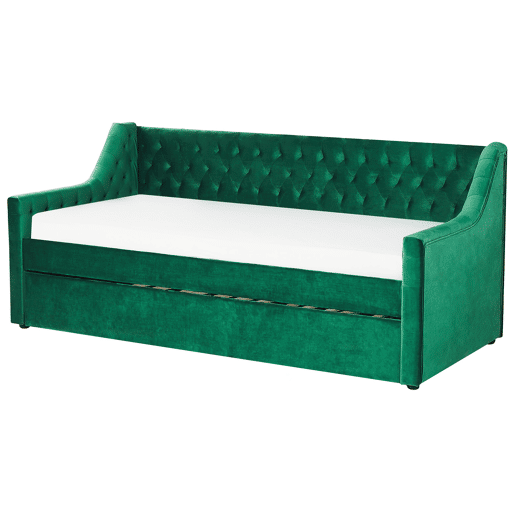 Cama gavetão Veludo MONTARGIS 90 x 200 cm Verde esmeralda