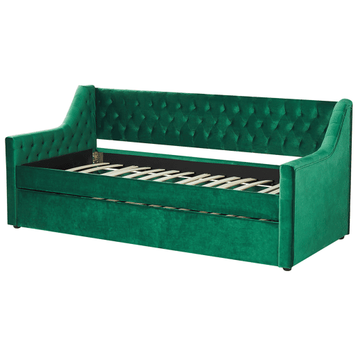 Cama gavetão Veludo MONTARGIS 90 x 200 cm Verde esmeralda