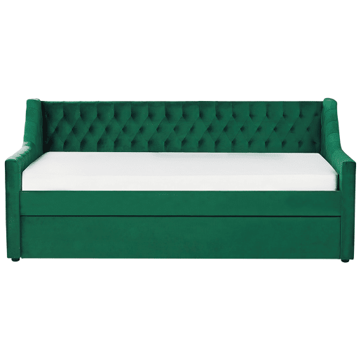 Cama gavetão Veludo MONTARGIS 90 x 200 cm Verde esmeralda