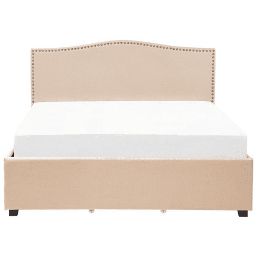 Cama com gavetas de arrumação Tecido MONTPELLIER 180 x 200 cm Creme