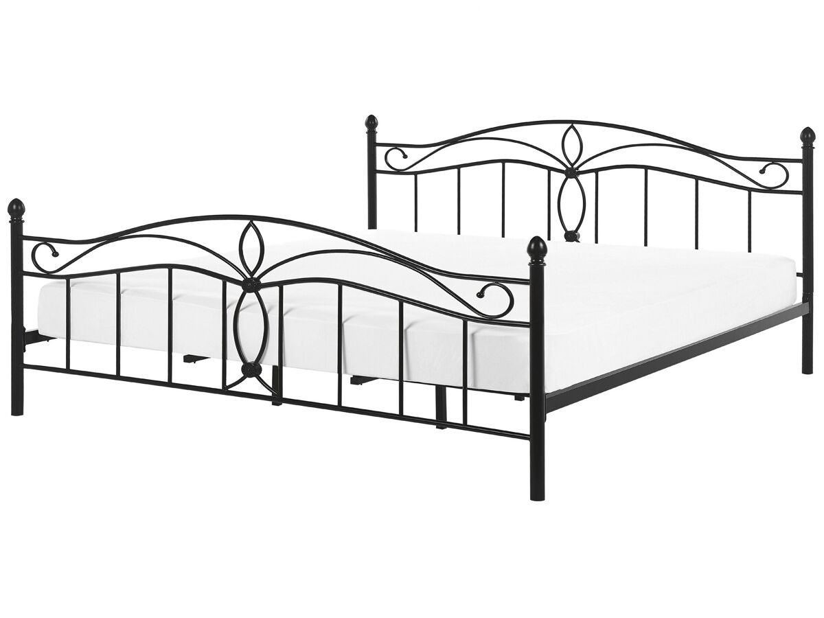 Beliani Cama Acero ANTLIA 188x209 Negro