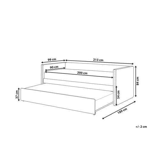 Cama gavetão Veludo TROYES 90 x 200 cm Cinzento claro