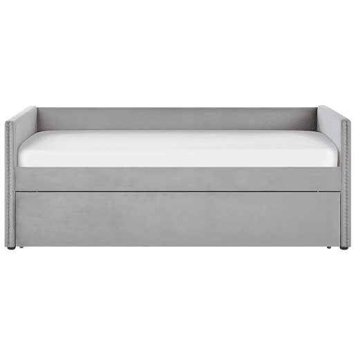 Cama gavetão Veludo TROYES 90 x 200 cm Cinzento claro