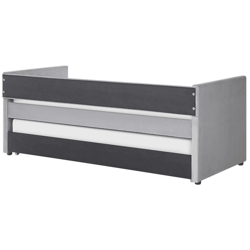 Cama gavetão Veludo TROYES 90 x 200 cm Cinzento claro