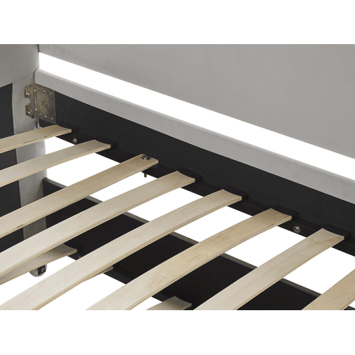 Cama gavetão Veludo TROYES 90 x 200 cm Cinzento claro
