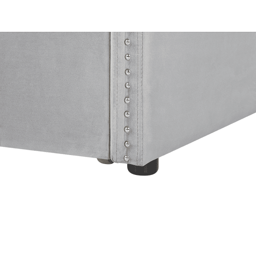 Cama gavetão Veludo TROYES 90 x 200 cm Cinzento claro