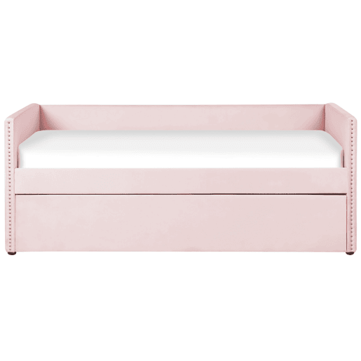 Cama gavetão Veludo TROYES 90 x 200 cm Rosa pastel