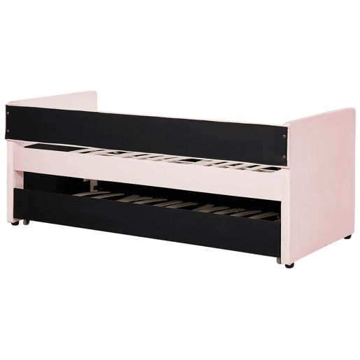 Cama gavetão Veludo TROYES 90 x 200 cm Rosa pastel