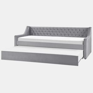 Cama gavetão Veludo MONTARGIS 90 x 200 cm Cinzento claro